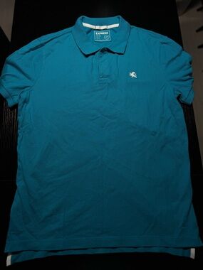 Express Men's Teal Pocket Polo with Embroidered Logo
